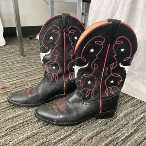 Black and red cowboy boots